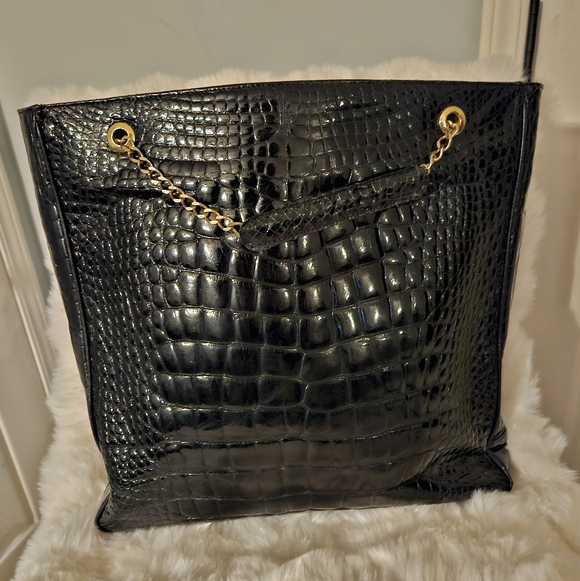 Lana Marks Handbags - Lana of London Vintage Croc Embossed Leather Chain Shoulder Bag – Made in Italy
